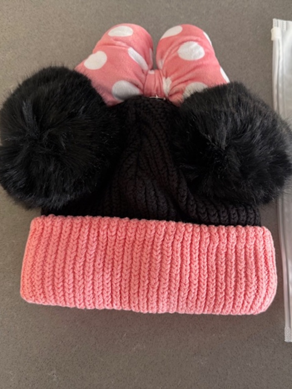 New! Disney x Love Your Melon LYM Minnie Mouse Kid Pink Bow Double Pom Beanie